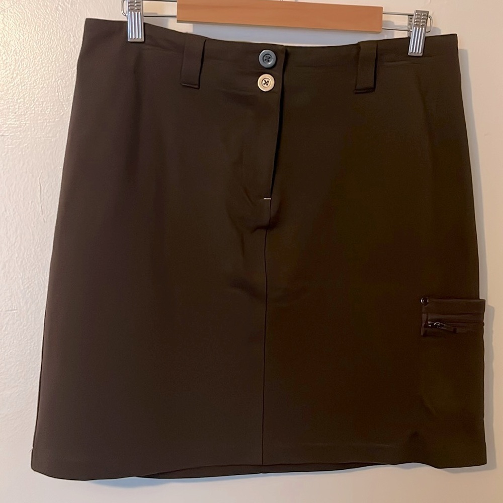 Title Nine Stretch Cargo Utility Brown Performance Cotton‎ Gorpcore Skirt Sz 10